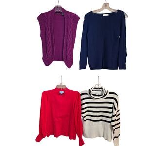 Women's XS Sweaters Cardigans Pullovers Wholesale Bulk Lot of 4 Extra Small 0 2